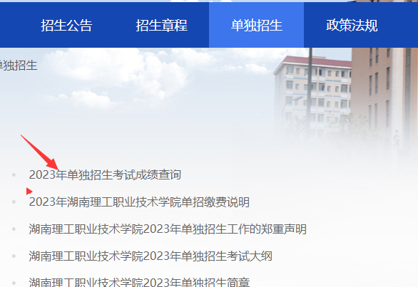 湖南理工职业技术学院2023年单招成绩录取查询