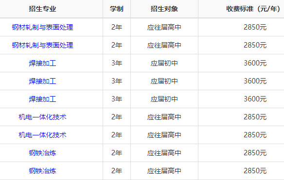 湘潭钢铁集团有限公司高级技工学校学费多少